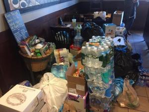 photo of water & paper product donations for Puerto Rico's Hurricane Harvey Relief