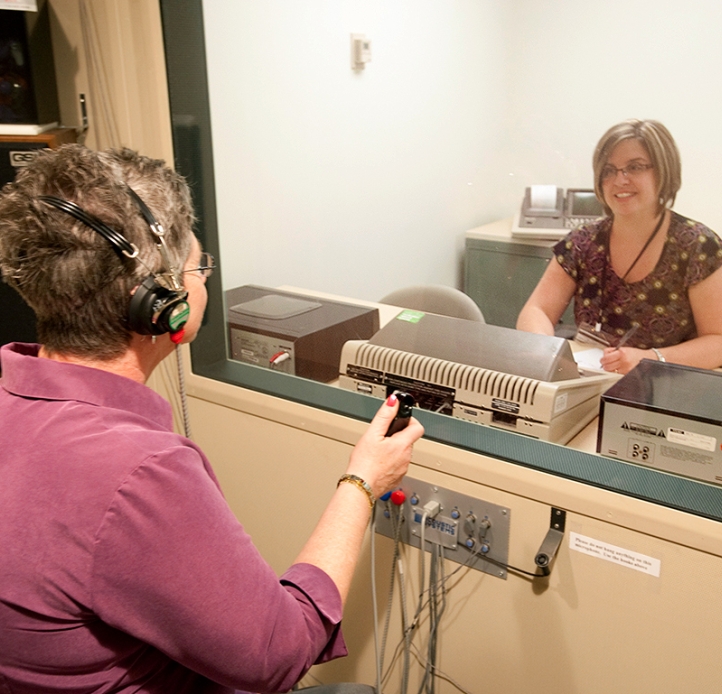 Woman giving a speech test