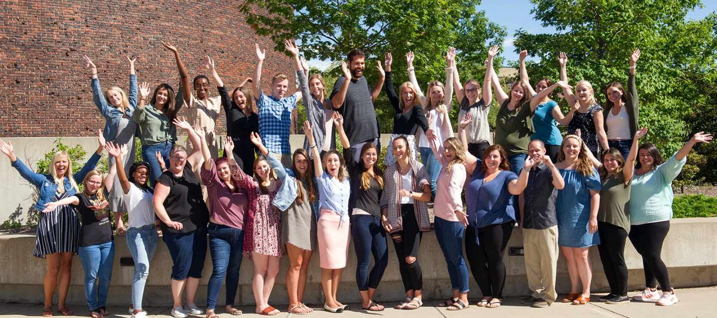 Group of excited students